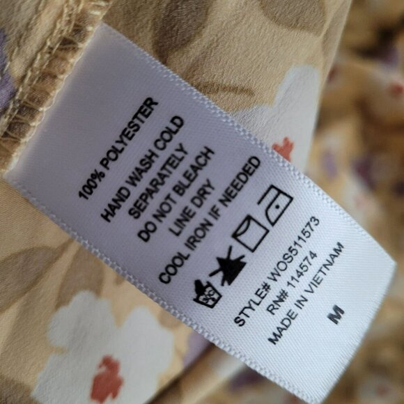 Pleione Floral Long-Sleeve Blouse With Shirred Cuffs Size M - Picture 3 of 5